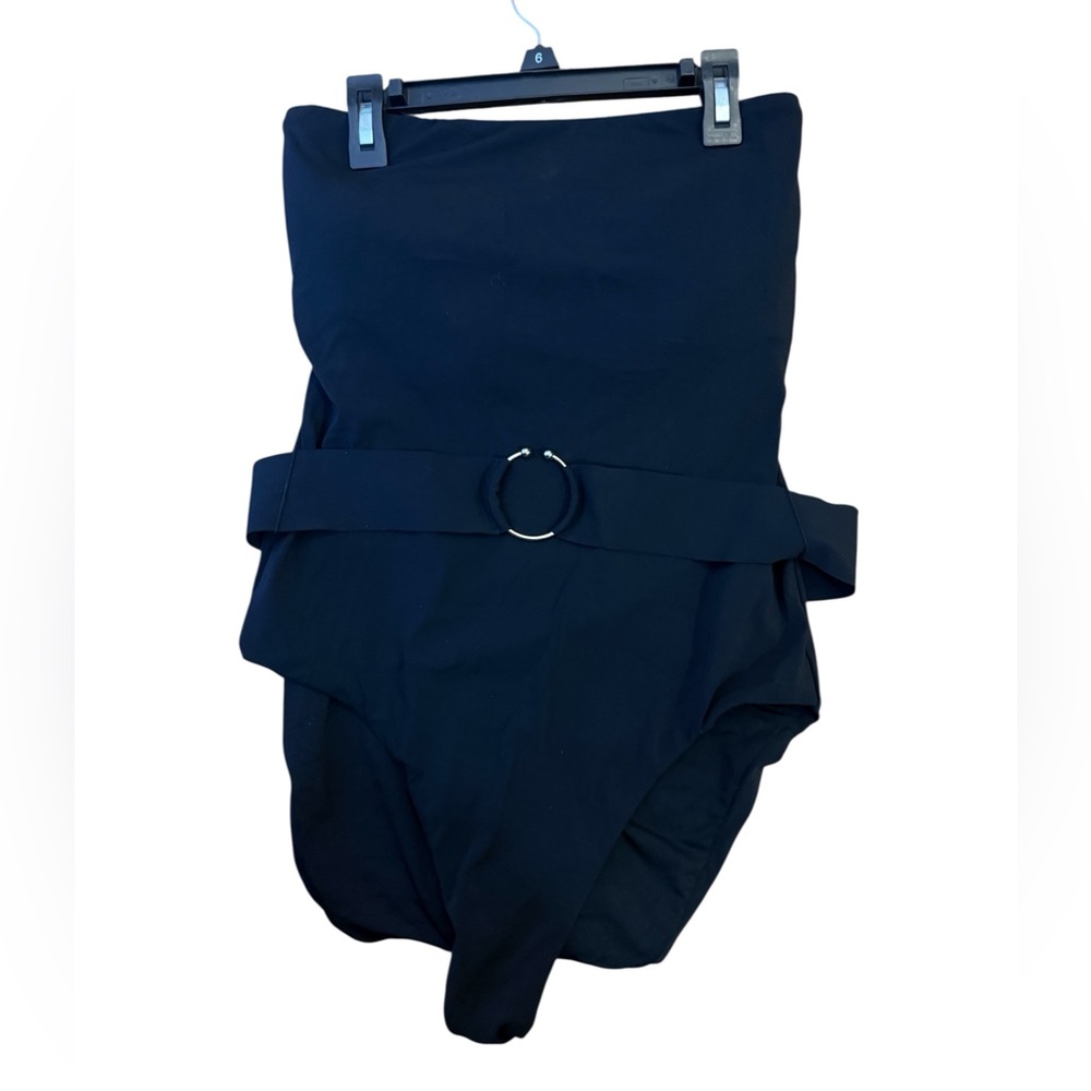 Robin Piccone Luca Bandeau One Piece Swimsuit in Black New With Tags Size 14 - Picture 2 of 9